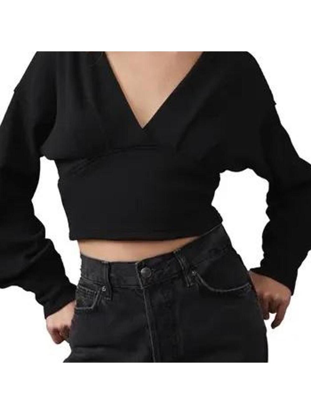 We the Free All Nighter Long Sleeve Surplice Crop Top